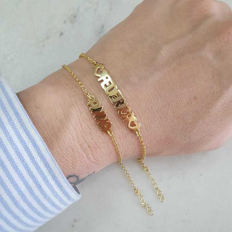 Bracciale con nome stampatello piccolo liscio