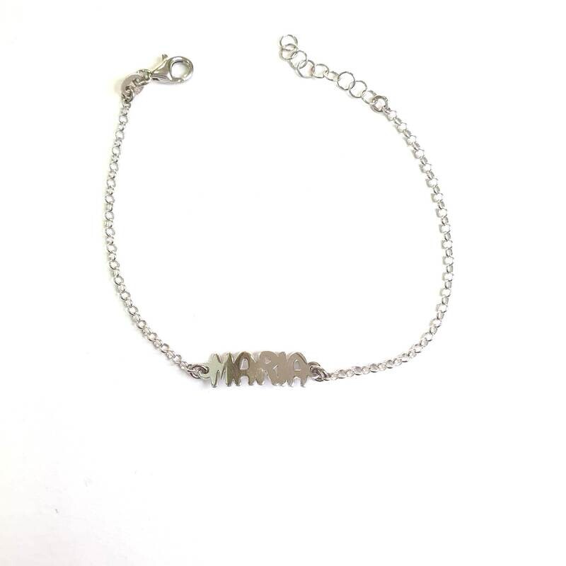 Bracciale con nome stampatello piccolo liscio