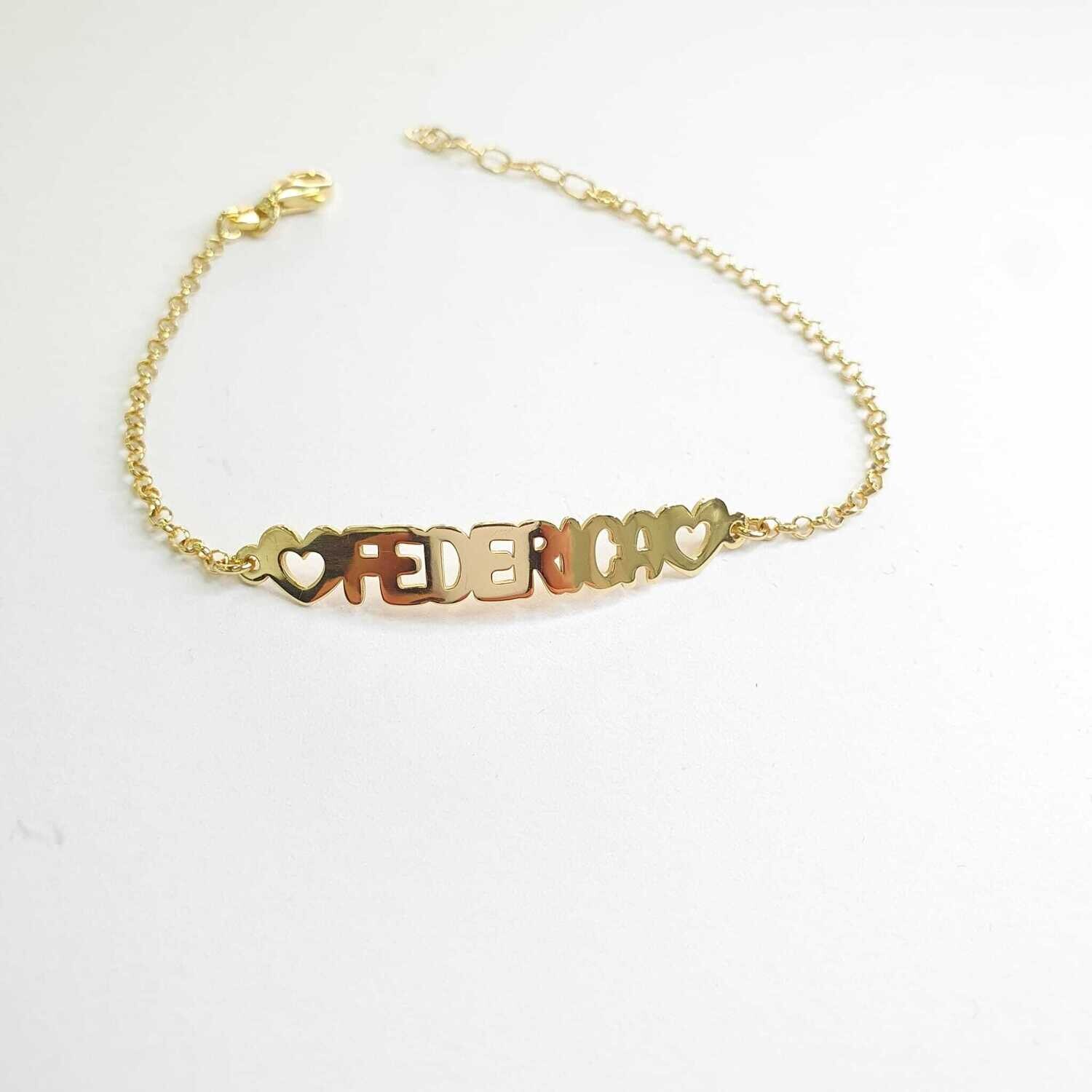Bracciale con nome stampatello piccolo liscio