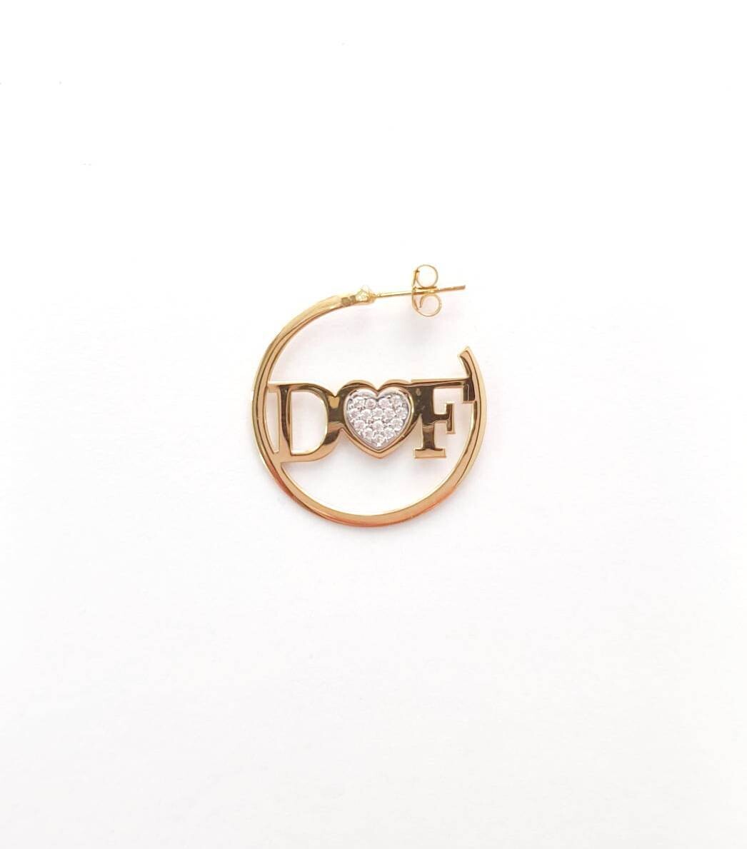 Orecchino Tondo Cuore Zirconato