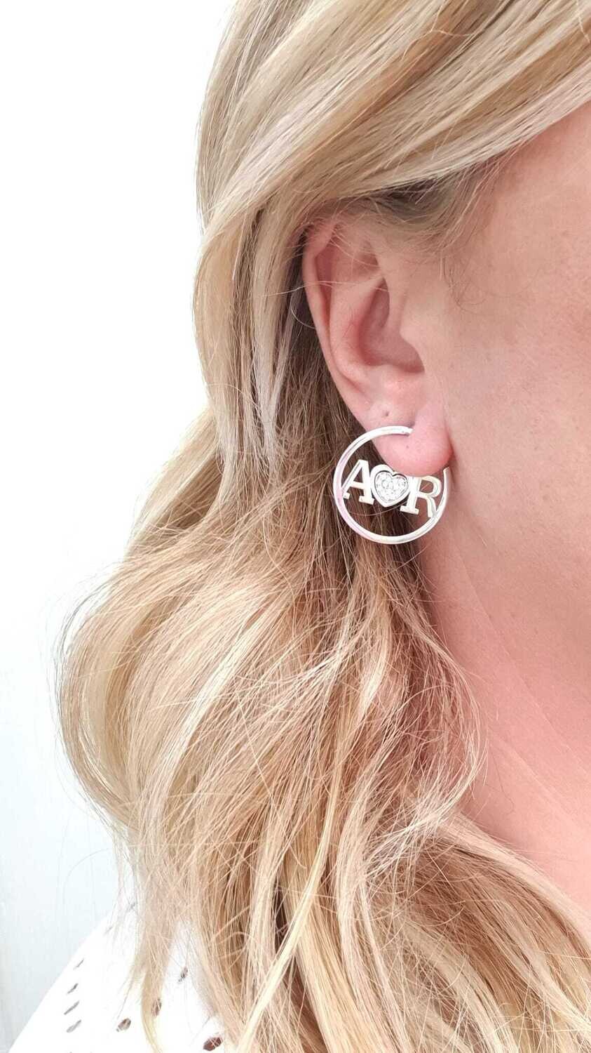 Orecchino Tondo Cuore Zirconato