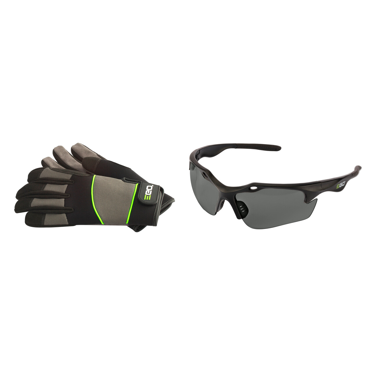 EGO GSV021E-XL Schutzbrille grau + Arbeitshandschuhe Gr.  XL