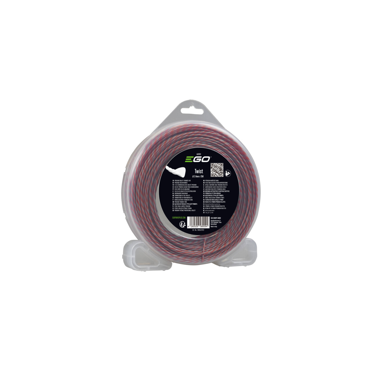 EGO  AL2475T 2,4mm/75m gedrehter LOW NOISE Faden für Rasentrimmer mit 35-38cm Schnittbreite