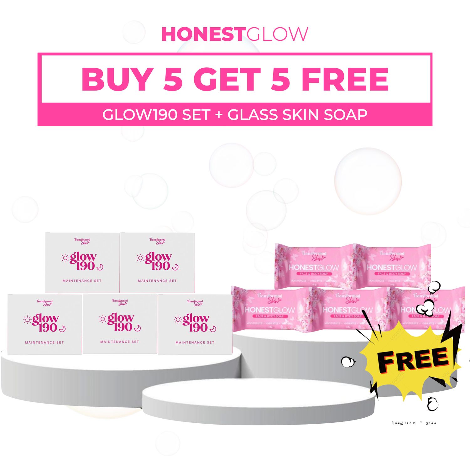 5 Glow190 Maintenance Set + FREE 5 Soaps