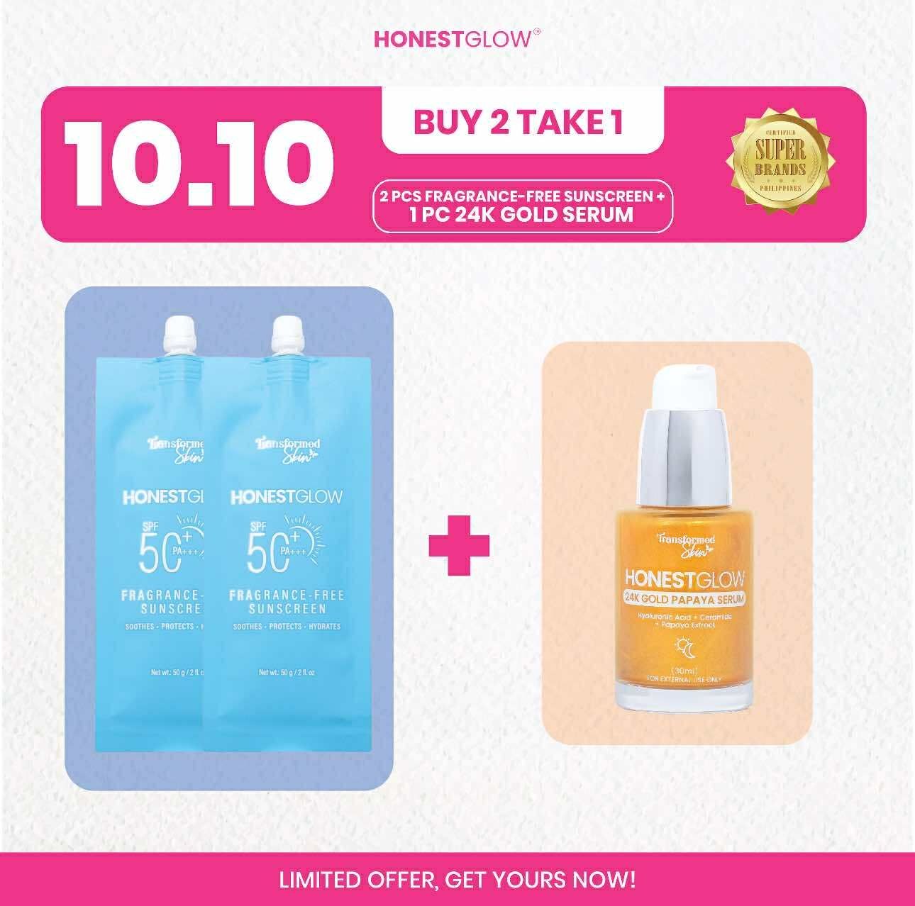 Buy 2 Get 1: 2 Fragrance-Free Sunscreen + 1 Serum