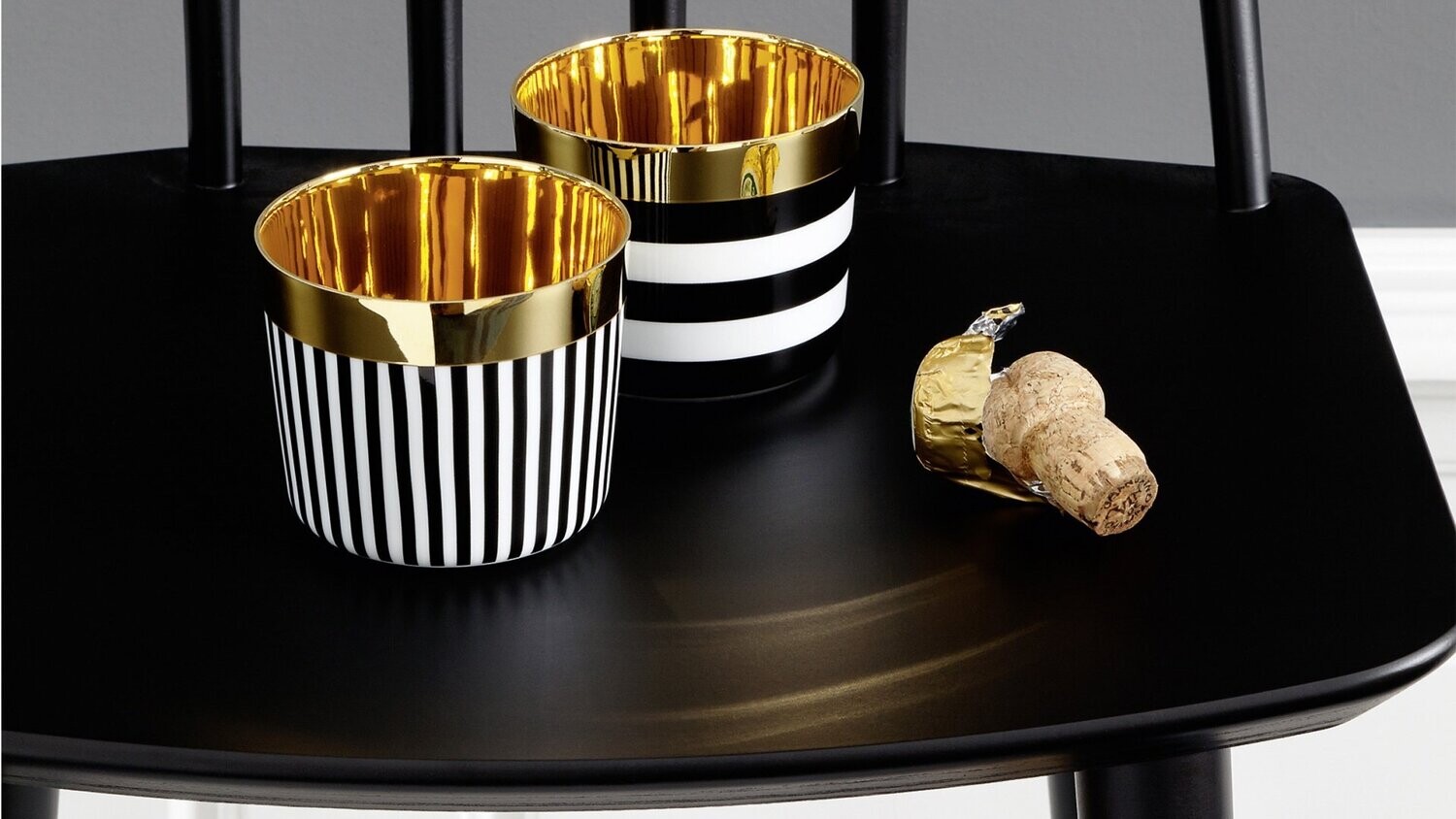 Special Deal: 2x Champagnerbecher horizontal & vertikal gestreift