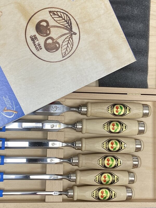 Kit Scalpelli manico in legno 6 PZ. - Due ciliege