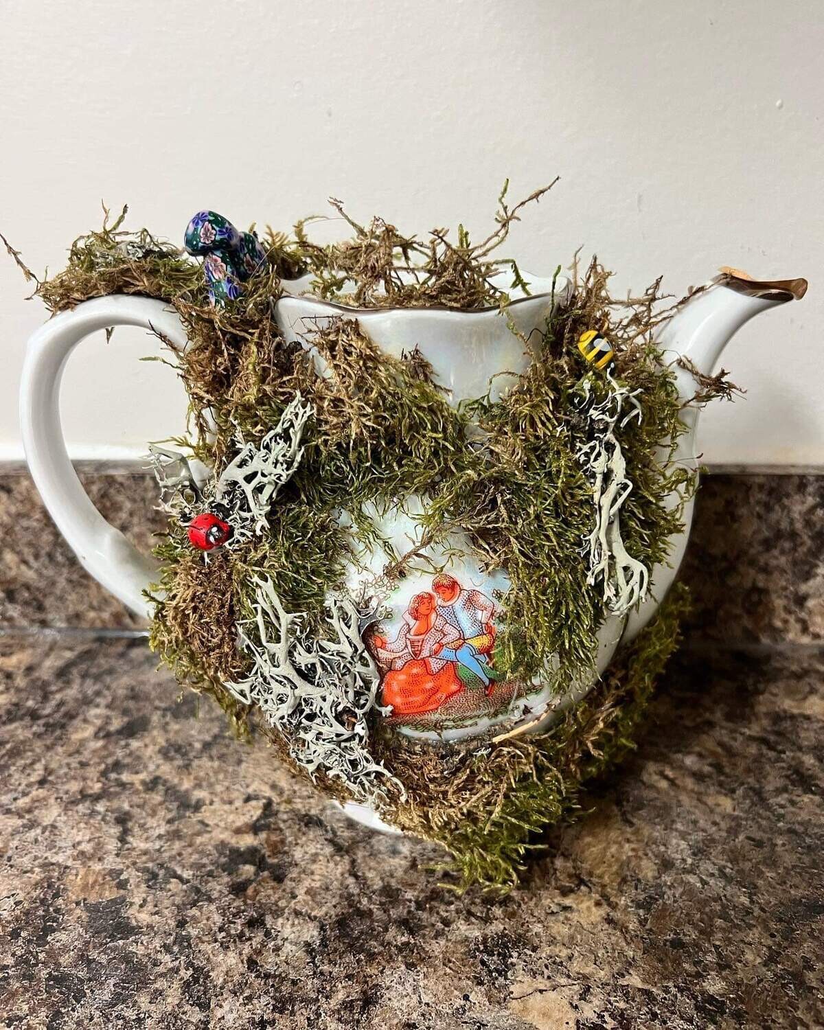 Fairy Garden with white tea pot