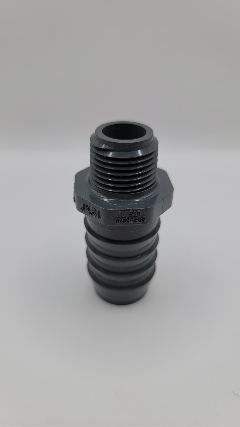 1/2" MPT x 1" barb Grey PVC 80