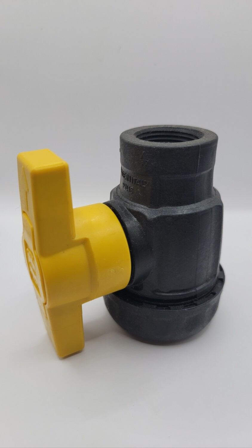 Ball Valve, Poly 3/4 FPT (Chemical resistant)