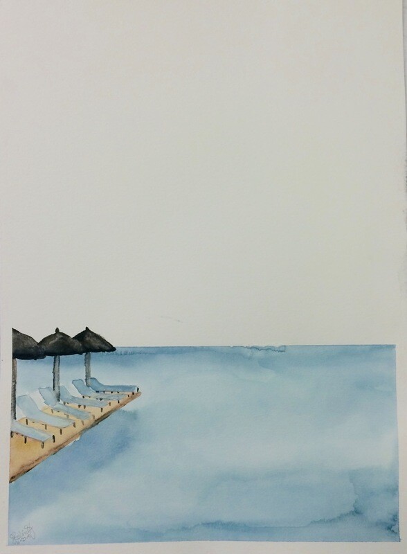 Beach Retreat Watercolor Painting