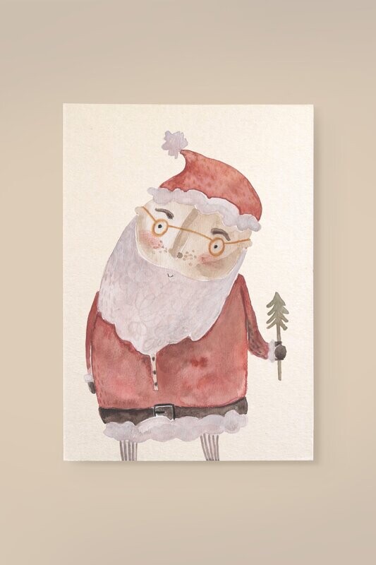 Karte aus Holzschliffpappe Karte aus Holzschliffpappe "Weihnachtsmann"