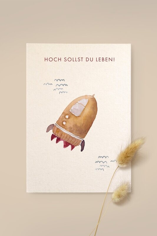 Karte Holzschliff Karte Holzschliff "Hoch sollst du leben"
