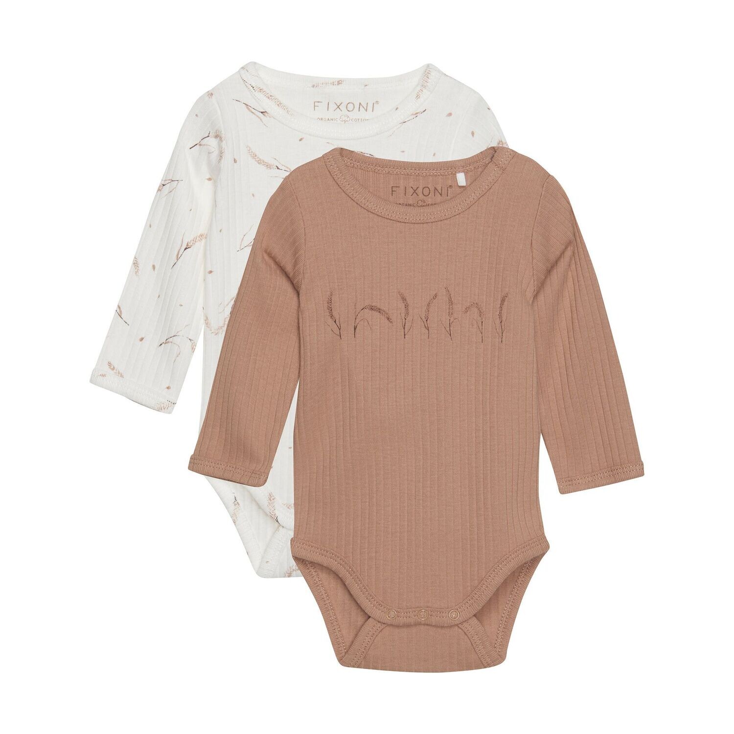 Body LS 2er-Pack Rib - braun/weiß