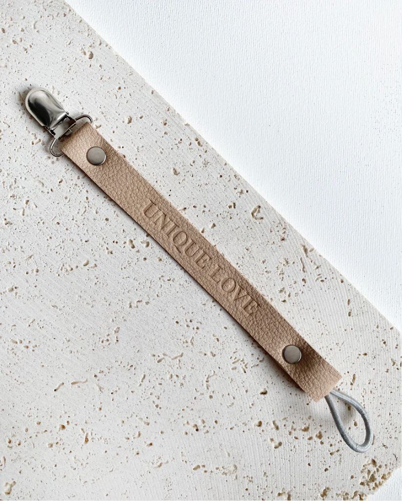 Schnullerband Leder walnut
