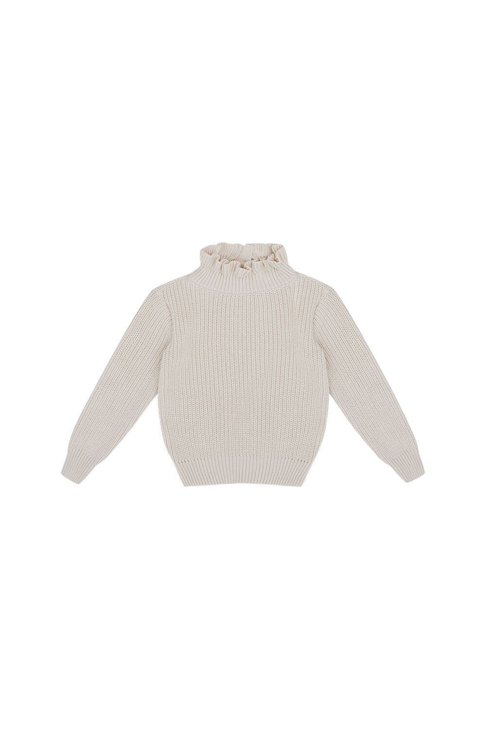 Mini-Me Strickpullover 'beige' mit Rüschenkragen für Mädchen - beige