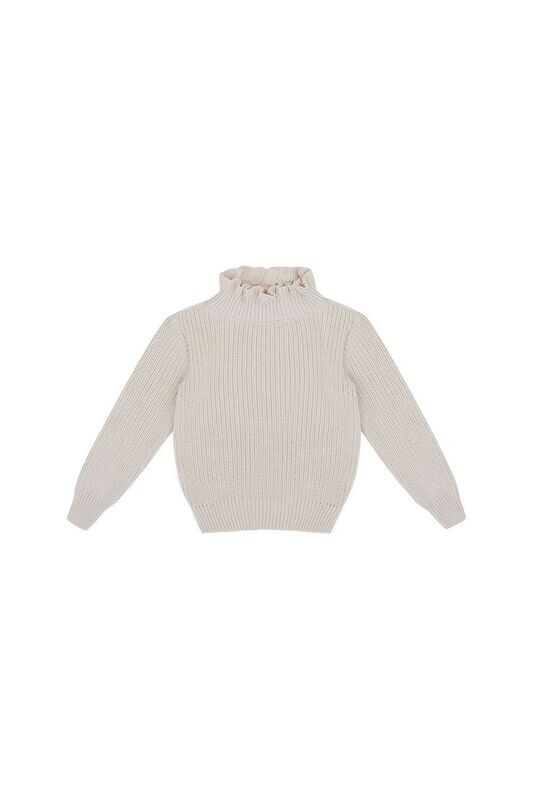 Mini-Me Strickpullover 'beige' mit Rüschenkragen für Mädchen - beige Mini-Me Strickpullover 'beige' mit Rüschenkragen für Mädchen - beige