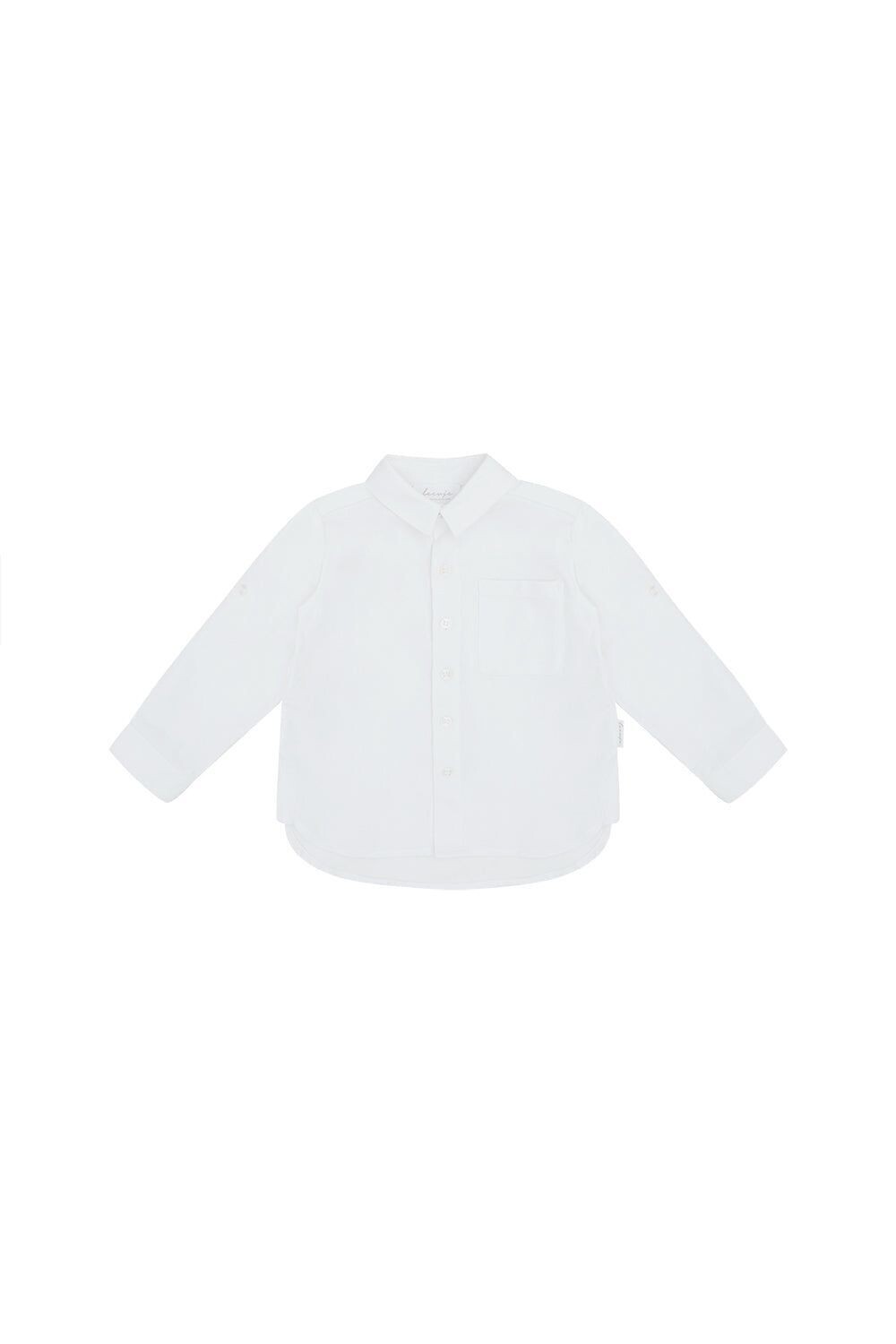 Flanellhemd mit durchgehender Knopfleiste - white