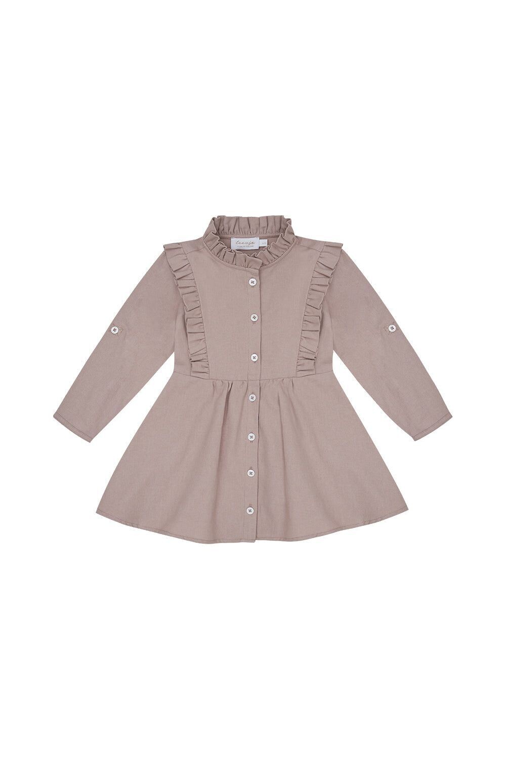 Flanell Blusenkleid mit Rüschen - dusty rose