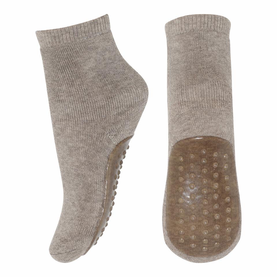 Wool Socken  - anti-slip - 489 Light Brown Melange