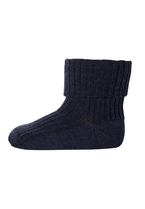 Wool rib baby Socken - 498 Dark Denim Melange Wool rib baby Socken - 498 Dark Denim Melange