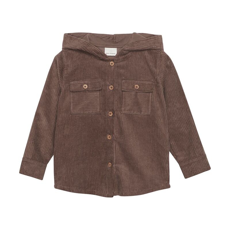 Hemd - Shirt w. Hood Corduroy - Chocolate Chip Hemd - Shirt w. Hood Corduroy - Chocolate Chip