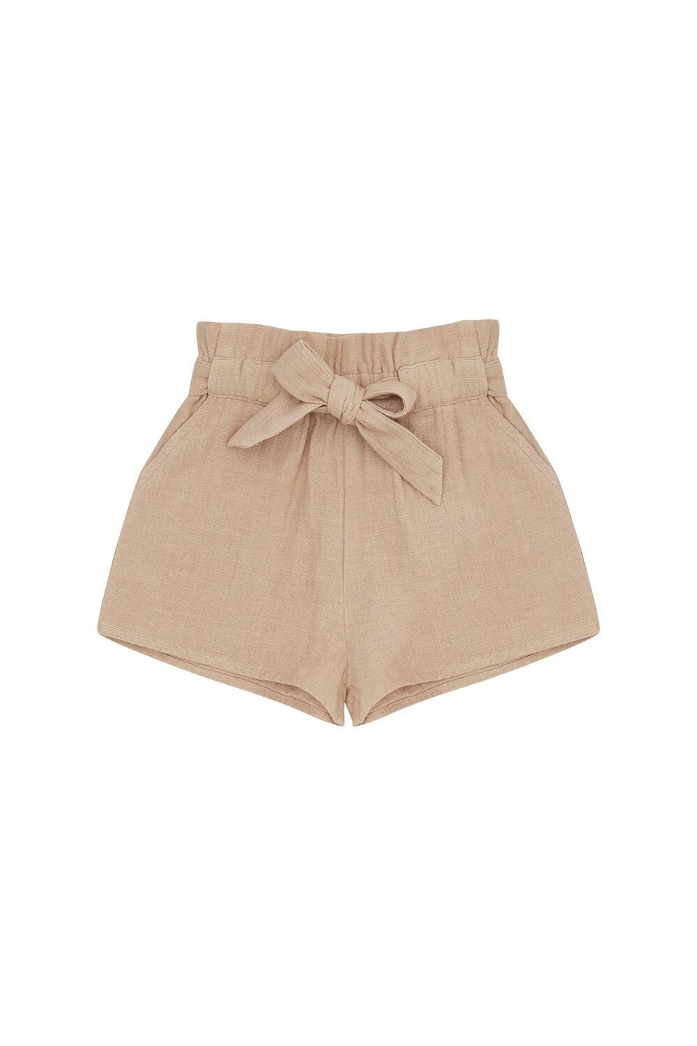 Leinenshorts mit Gürtel sand
