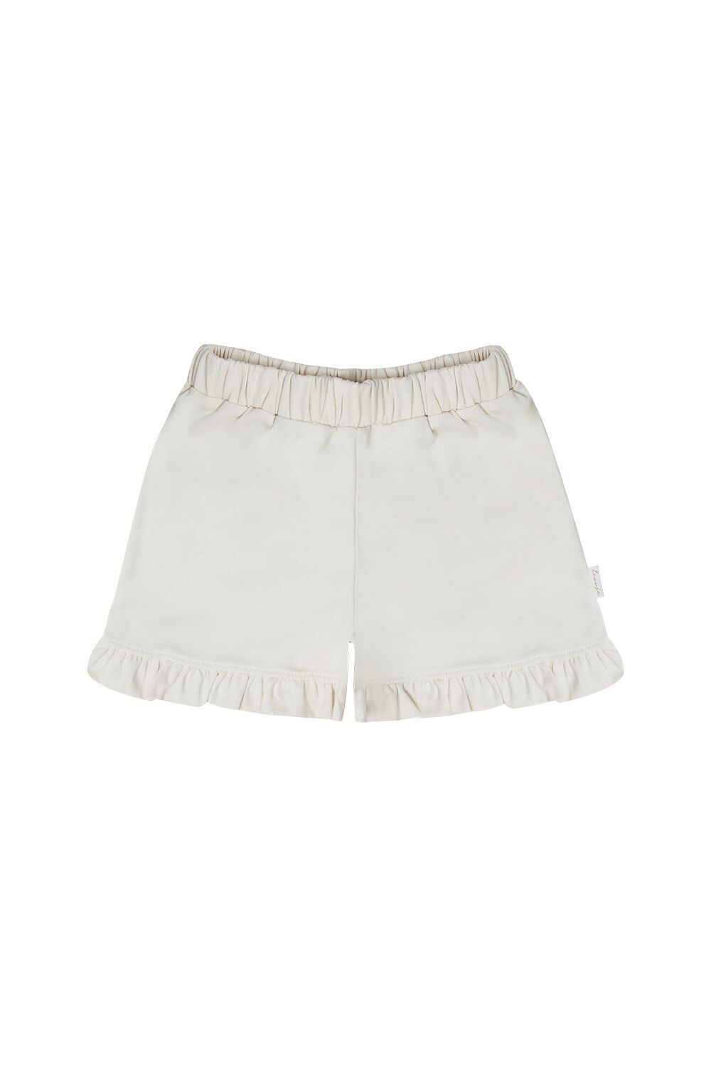 Shorts mit Rüschensaum beige