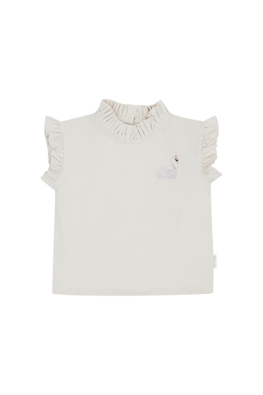 Top mit Rüschenstehkragen Swan beige