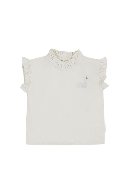 Top mit Rüschenstehkragen Swan beige Top mit Rüschenstehkragen Swan beige