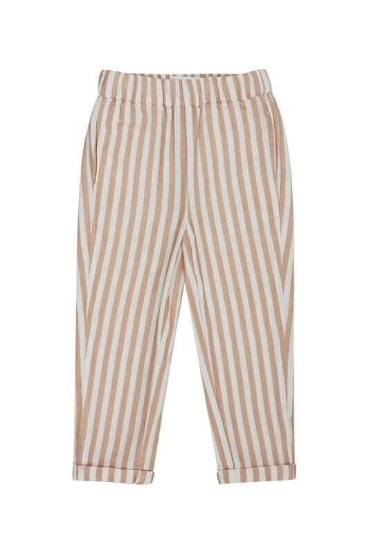 Gestreifte Leinenhose mit Taschen beige coffee Gestreifte Leinenhose mit Taschen beige coffee