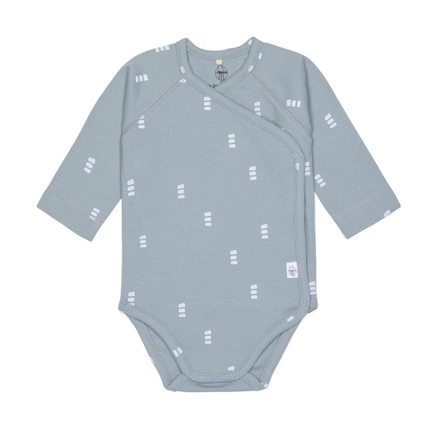 Baby Wickelbody langarm GOTS blocks light blue