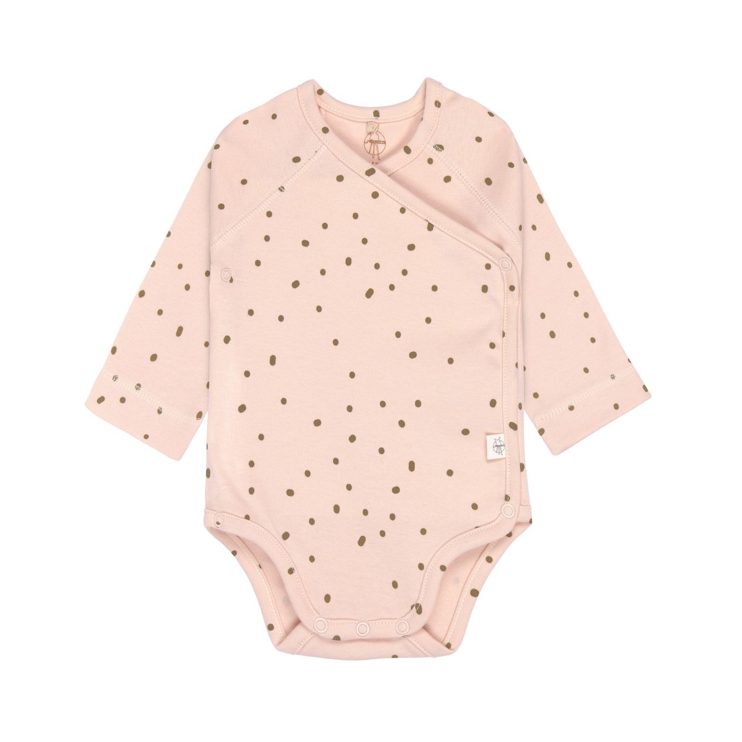 Baby Wickelbody langarm GOTS Dots powder pink