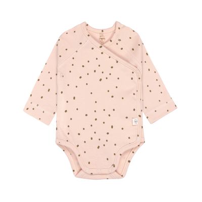 Baby Wickelbody langarm GOTS Dots powder pink