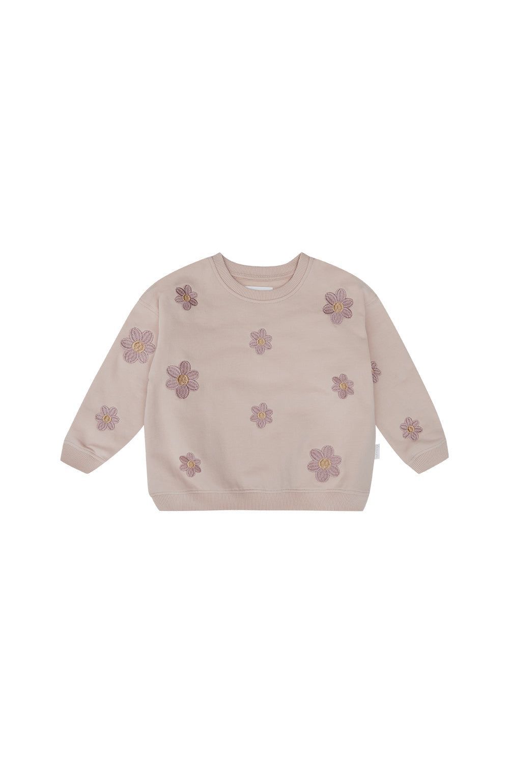 Oversized Sweatshirt 'flower power' mit Stickerei - dusty rose