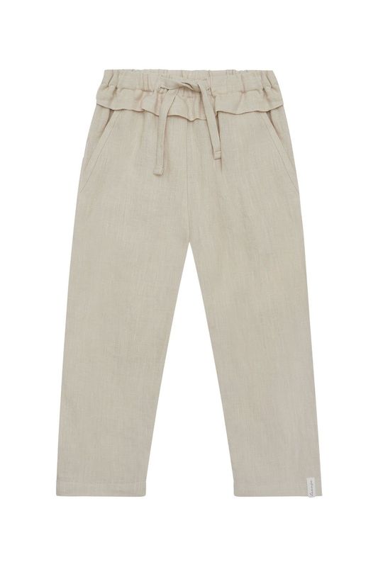 Leinenhose mit Rüsche und Schleife - sand Leinenhose mit Rüsche und Schleife - sand