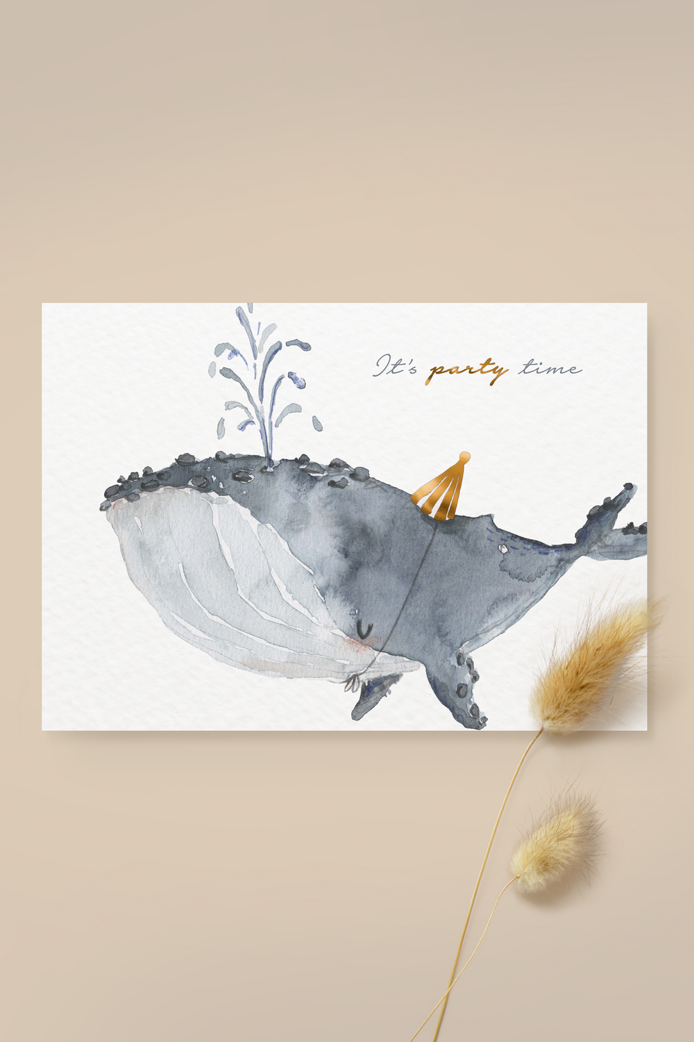 Postkarte Wal 'party time'