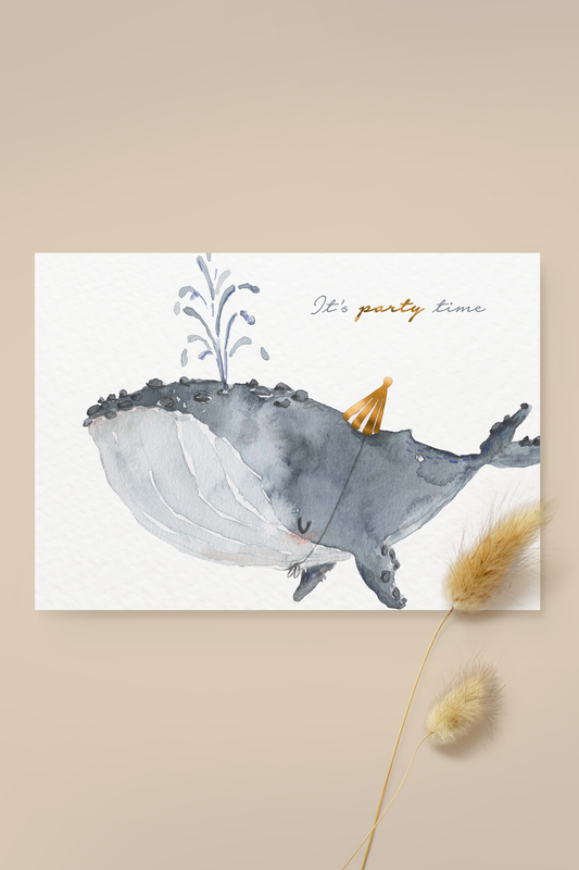 Postkarte Wal 'party time'