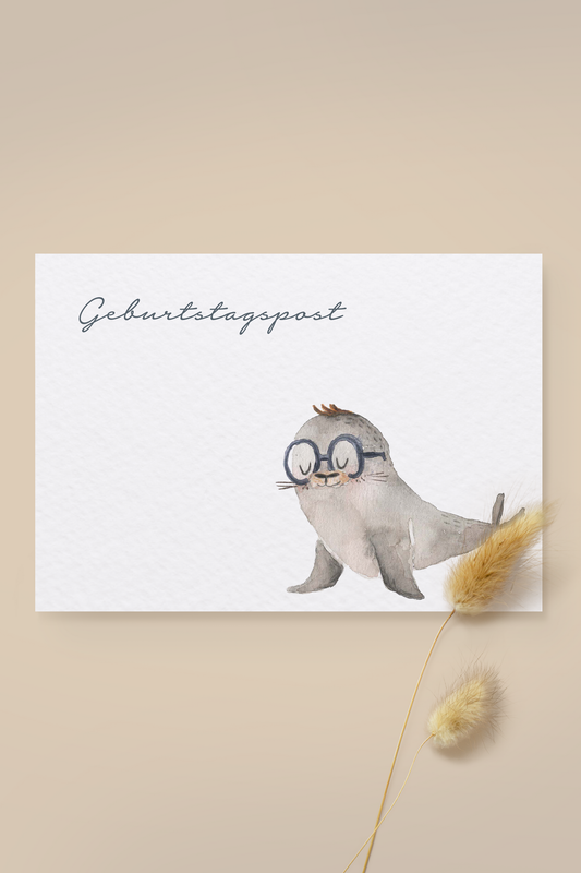Postkarte Robbe 'Geburtstagspost' Postkarte Robbe 'Geburtstagspost'