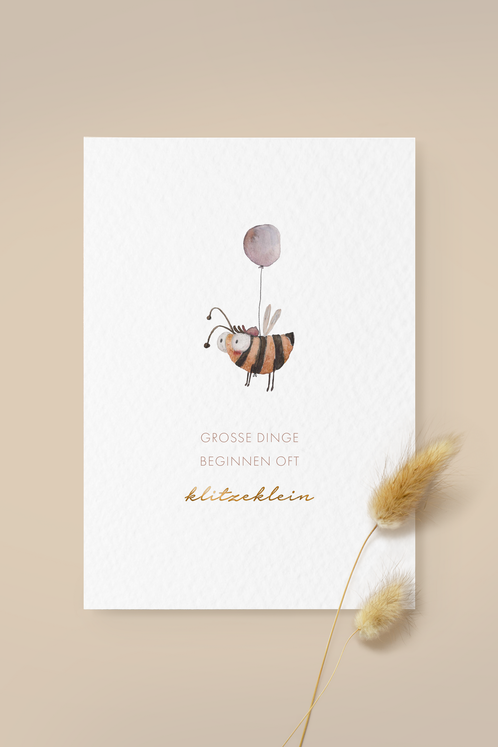 Postkarte Hummel 'klitzeklein'