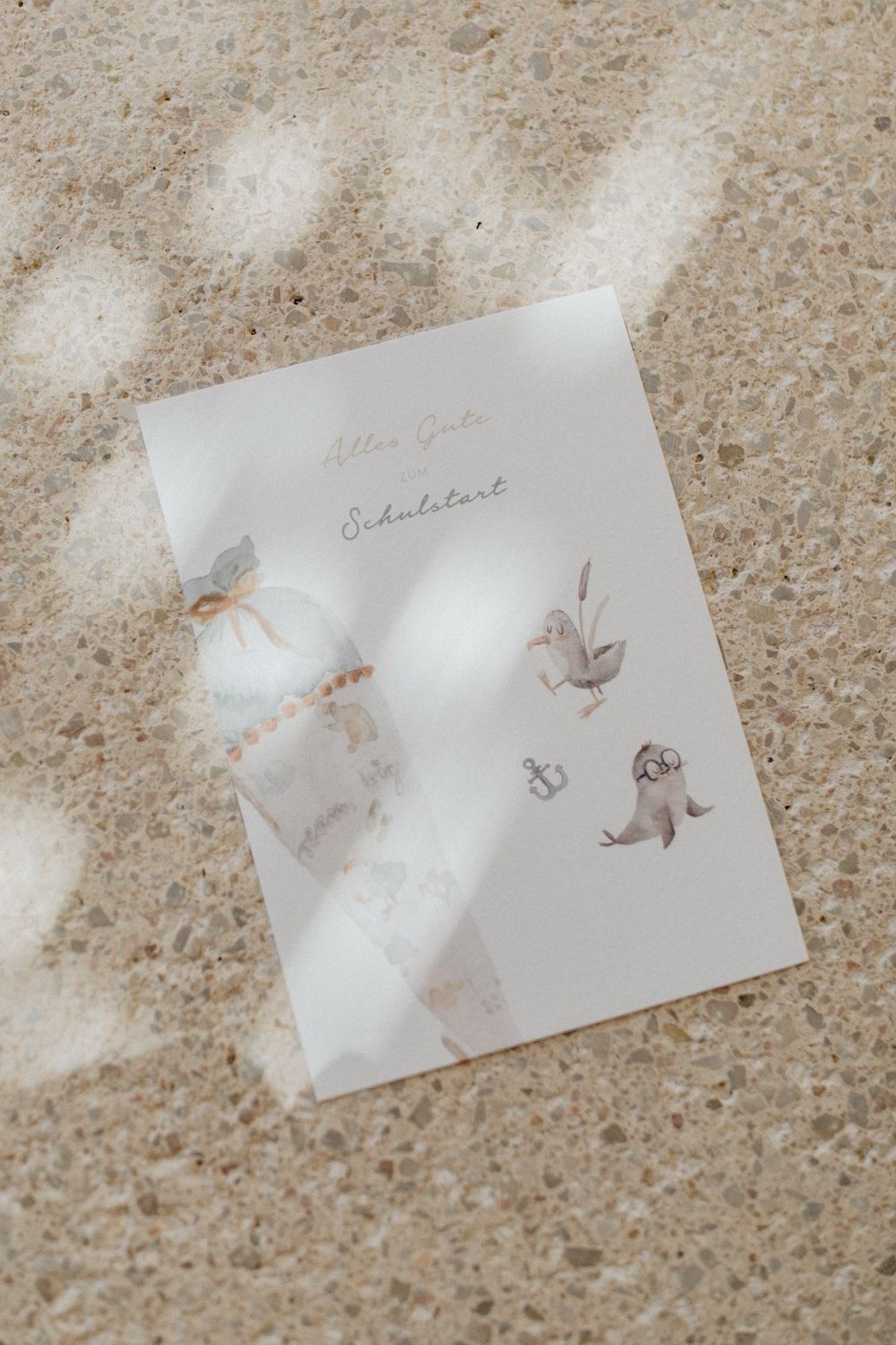 Postkarte seagull Schulstart