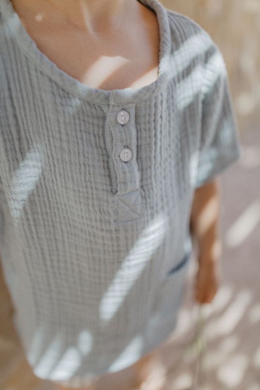 T-Shirt Musselin clear blue mit Tasche