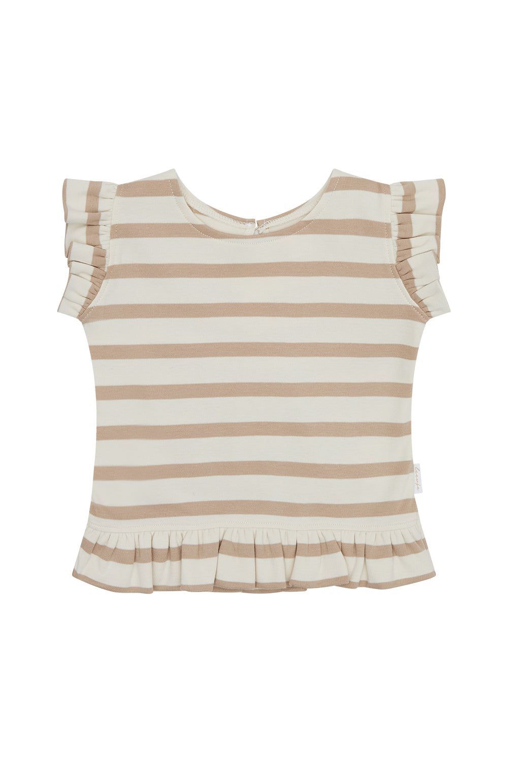 Top mit Rüschensaum beige stripes