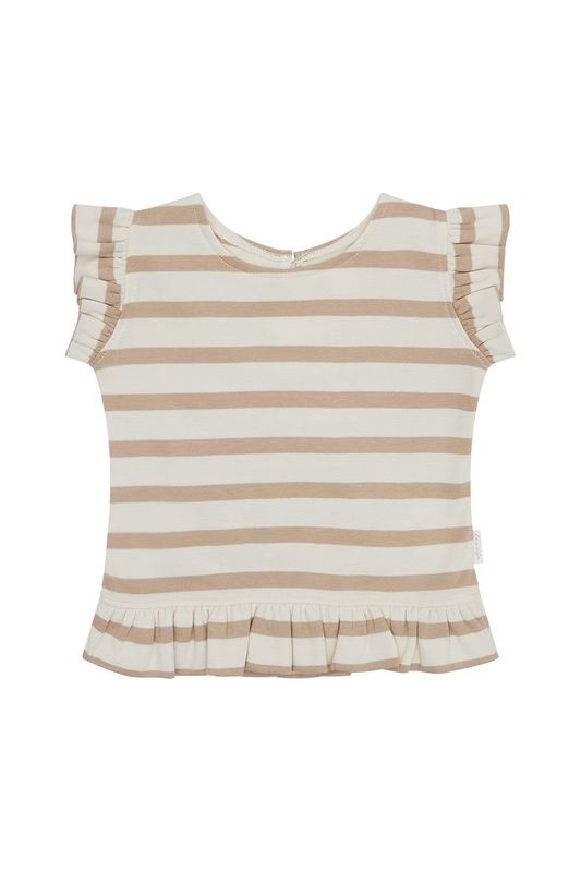 Top mit Rüschensaum beige stripes Top mit Rüschensaum beige stripes