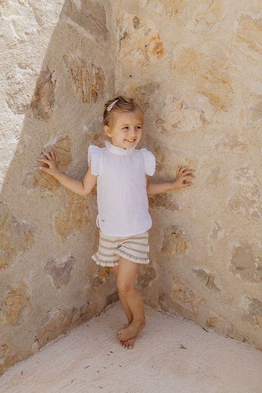 Shorts mit Rüschensaum beige stripes