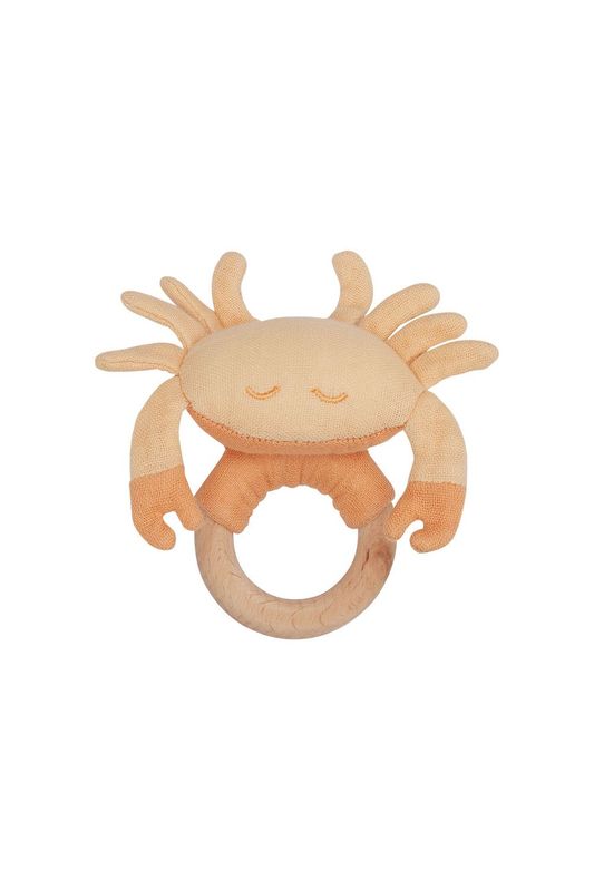 Baby Rassel mit Holzring - crab
