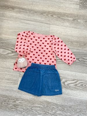 Longsleeve mit Herzen & Shorts Chambray