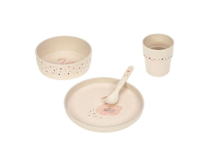 Kindergeschrirrset (Teller, Schüssel, Becher, Löffel) - little Water, Schwan Kindergeschrirrset (Teller, Schüssel, Becher, Löffel) - little Water, Schwan