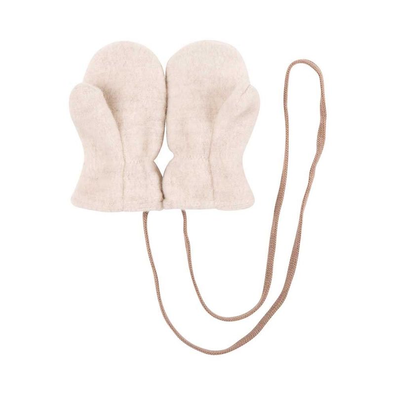Fäustlinge Fleece 60% Merinowolle/40% Baumwolle GOTS - wollweiß
