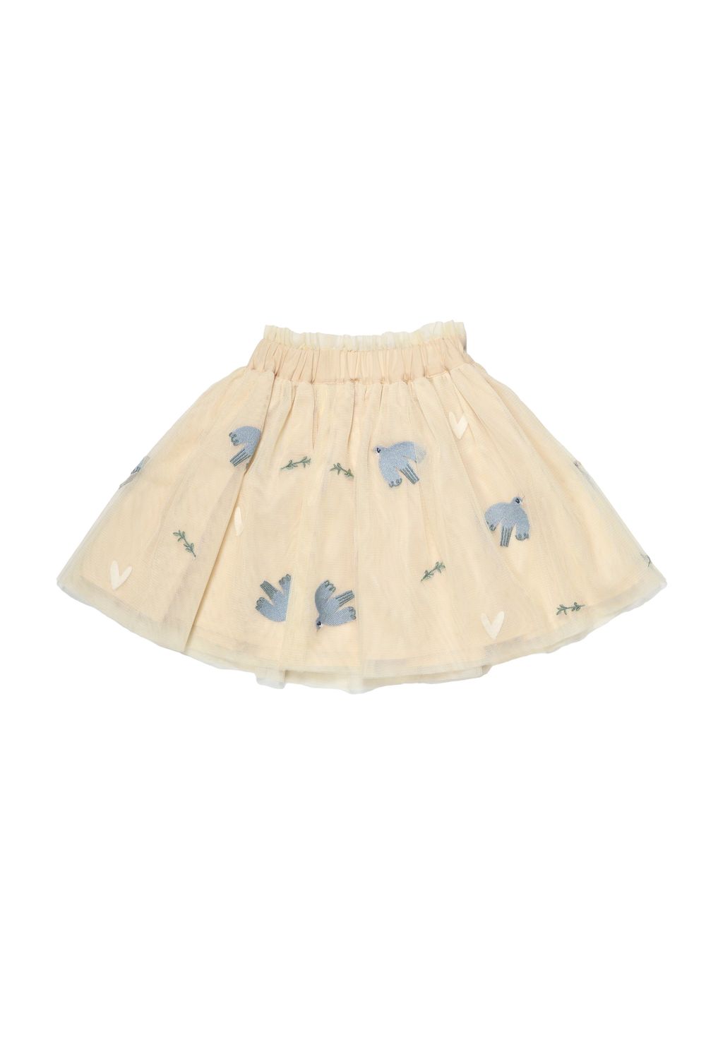 Tüllrock birds & hearts - light beige